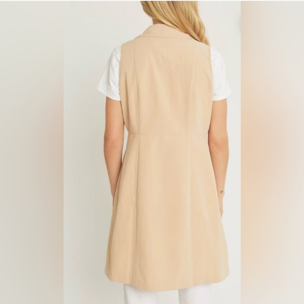 Love Tree Double Breasted Two Button Trench Vest Size Medium NWOT - Picture 3 of 8